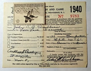1940–1941 Wisc Resident CLOTH Hunting License Card RW7 $1 Federal Duck Stamp - Picture 1 of 2