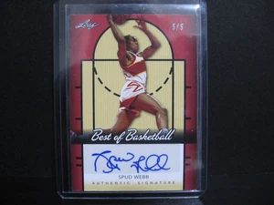 2013 Leaf Best of Basketball NBA Spud Webb Atlanta Hawks RED Auto Card #5/5 #SW1 - Picture 1 of 6