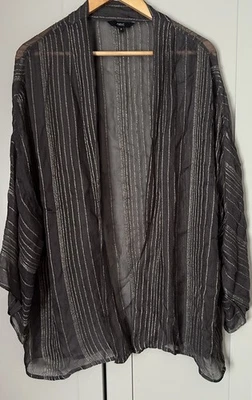 Next grey & gold chiffon kimono style cover up  size 22 - Image 1 of 3