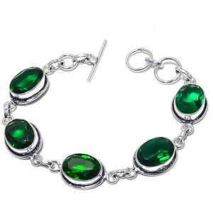 Chrome Diopside Gemstone Handmade 925 Sterling Silver Jewelry Bracelet - Picture 1 of 4