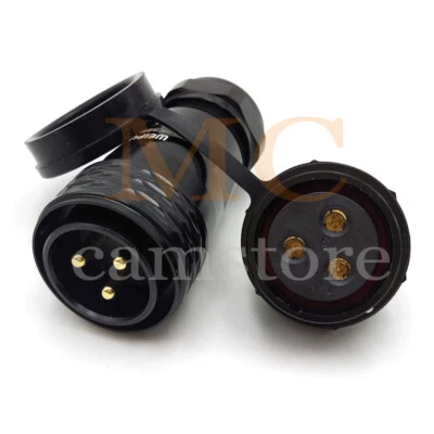 WEIPU SA28 3Pin Panel Mount IP68 Waterproof Plug & Socket Connector 500V/30A  - Image 1 of 4