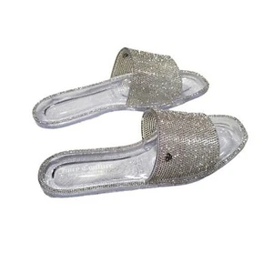 NEU OHNE ETIKETT Juicy Couture Damen Strass glitzernd klare Basis ""Gelee"" Slip Sandalen 8 - Bild 1 von 11