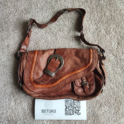 Bolso de Hombro Christian Dior Gaucho Cuero Sillín Solapa Rojo Marrón Usado Foto 1 de 4