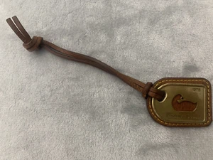 Dooney & Bourke Duck Brass Leather Hang Tag Charm Purse Bag FOB Cutout Emboss - Picture 1 of 4