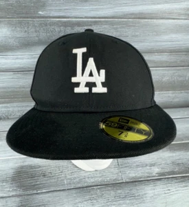 LA Dodgers Baseball Hat Cap Black White 59Fifty MLB 7 3/8" New Era Genuine - Picture 1 of 18