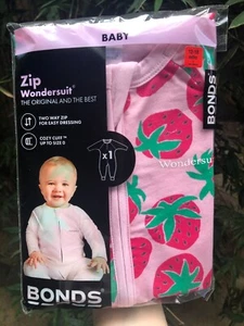 Bonds Baby Zip Wondersuit Strawberry Pink 12-18 Months Warm Clothes Jumpsuit - Picture 1 of 6