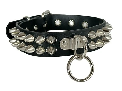 UK77 Tachonado Anillo O Punk Gótico Bondage Colgante Gargantilla Collar Cuero Collar Foto 1 de 4