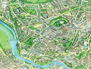 Stadtansichten Straßenkarte von Exeter 400 Teile Puzzle 470 mm x 320 mm - Bild 1 von 2