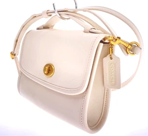 Borsa a tracolla Coach Originals C3486 Kip Turn Lock pelle conciata a guanto bianco gesso - Foto 1 di 9