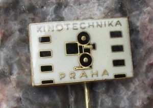 Antique Prague Czech Cinematic Film Company Kinotechnike Movie Reel Pin Badge - Picture 1 of 2