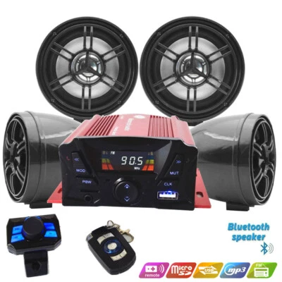 4 Ch 3' UTV/ATV/Snowmobile/Marine Amplified Speaker System Bluetooth, Anti-theft Foto 1 de 4