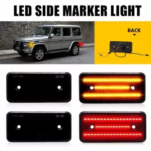 Red & Amber Front & Rear Side Marker Lights Lamp For 15-18 Benz G500 G550 G63 A - Picture 1 of 11