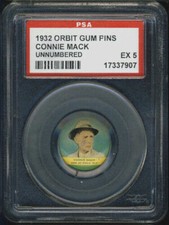 1932 PR3 Orbit Gum Pins UnNumbered Connie Mack PSA 5 Philadelphia Athletics HOF