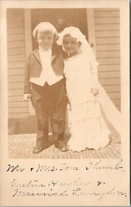 RPPC POSTCARD Cute Children Couple Wedding Bride Groom Tuxedo 1904-1918 JD24 - Picture 1 of 2