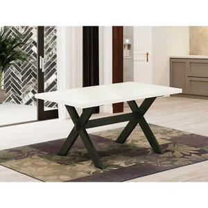 East West Furniture X-Style 36X60 in Dining Table with Wirebrushed Black Leg and - Picture 1 of 3