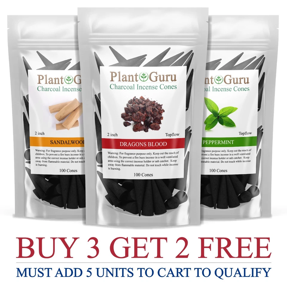 Lote de 100 conos de incienso de carbón Jumbo de 2" TOPFLOW a granel para soporte de quemador variedad Foto 1 de 4