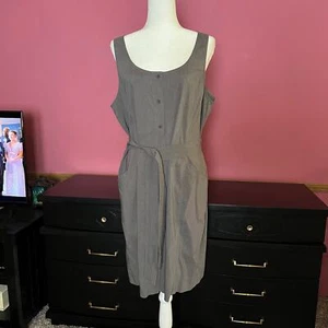 Eileen Fisher Damenkleid Leinen grau ärmellos Größe L - Bild 1 von 10