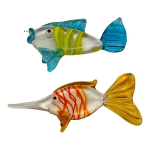 Blown Art Glass Small Fish Decor Figurines - Picture 1 of 7