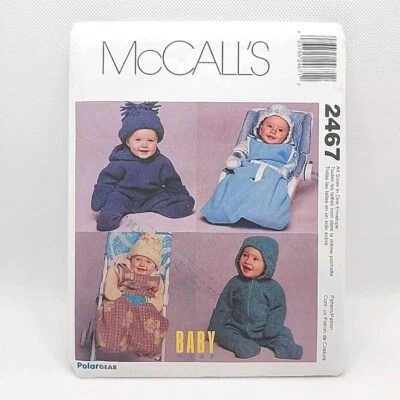 McCall's 2467 Infant Baby Bunting Sac And Hat Sewing Pattern Size N-L Uncut - Image 1 of 4