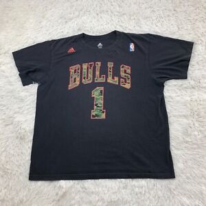 Chicago Bulls Shirt Mens XL Derrick Rose #1 Black Camo Adidas NBA Basketball