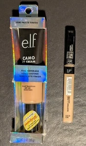 Maybelline Fit Me Concealer 022 Wheat 0.23oz / 6.8ml + ELF CAMO CC Cream SPF 30 - Picture 1 of 7