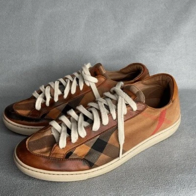 Zapatillas bajas Burberry de cuero beige a cuadros Nova de lona para mujer talla 39/US8,5 Foto 1 de 4