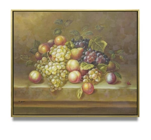 NY Art - Traditionelles Obststillleben 20x24 Original Ölgemälde mit Rahmen! - Bild 1 von 4