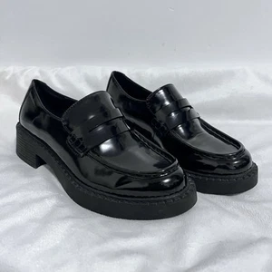 Steve Madden Ambrosse Patent Leather Loafer Size 6.5 Black Academia Chunky Emo - Bild 1 von 8