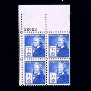 LSS US Scott 892 1938 5c American Authors MNH Sehr schön Plattenblock - Bild 1 von 2