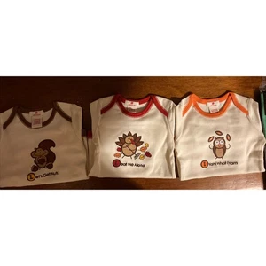 NEW Thanksgiving Baby One Piece. Red Envelope. 3-6 Months. Set Of 3 - Picture 1 of 5