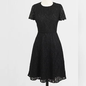 UEC J. CREW BLACK FLORAL LACE FIT & FLARE DRESS SZ 10 - Picture 1 of 11