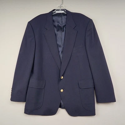 Lands’ End Blazer Men’s 46R Navy Wool Gold Anchor Button Sport Coat USA - Image 1 of 4