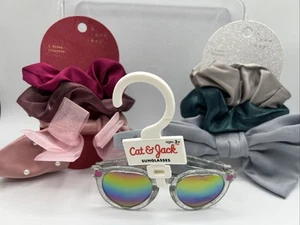 Toddler Cat And Jack Sparkle 3+ Sunglasses And 2 Sets Of Twister Hair Bows New - Picture 1 of 5