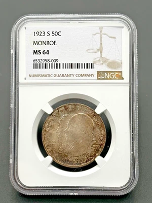 1923 S Monroe Doctrine Centennial Commemorative 90% Silver Half Dollar NGC MS 64 - Image 1 of 4