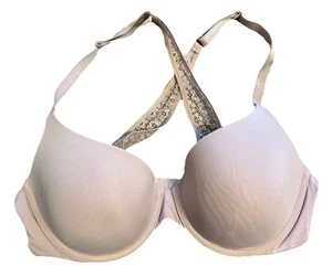 Victoria’s Secret Uplift Semi-Demi Bra, Pink, 36C Lace Cross-Back, EUC - Picture 1 of 6