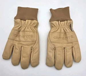 Carhartt Cowhide Leather Work Gloves Men's Size L 3M Thinsulate Tan Brown - Picture 1 of 10