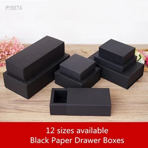 20pcs 12sizes available Blank Black Paper Drawer Boxes, Handmade Packaging Boxes - Picture 1 of 6