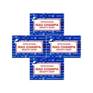 Satya Nag Champa: Sai Baba Natural Soap, Large, 150 g, 5 oz, 4 Piece - Afbeelding 1 van 3