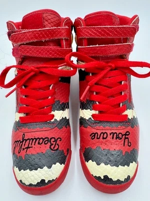 Reebok Freestyle Hi 5411 Red Zebra Print Sneakers Women Size 7.5 - Image 1 of 4