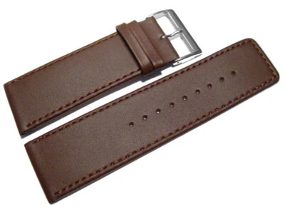 Bracelet de montre cuir de veau véritable lisse marron 30 32 34 36 38 40 mm NEUF - Photo 1/2