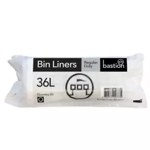 Bastion 36 Litre Regular Duty Black Bin Liners - 50pk - Picture 1 of 1