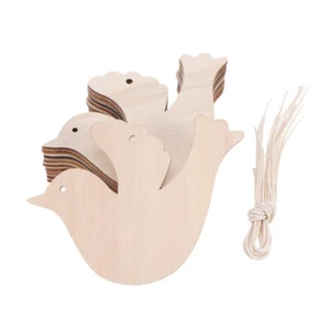 10 PCS Wood Tags Crafts Holes Tree Ornaments Birds Crafts Doves Crafts - Picture 1 of 12