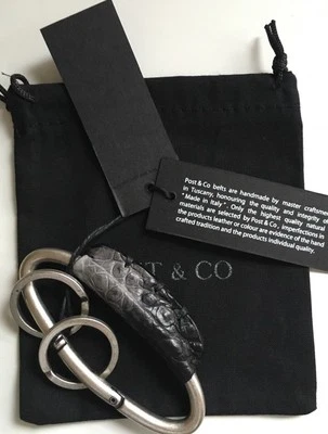 NWT Post&Co Black Genuine Crocodile Leather Handicraft Key Chain Made In Italy - Image 1 of 4