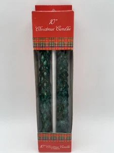 Vintage 10” Green Glitter Candlesticks - Picture 1 of 2