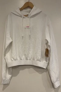 Vans Womens The Original Off The Wall Cozy Soft Fleece Pulover Hoodie White Sz M - Picture 1 of 4