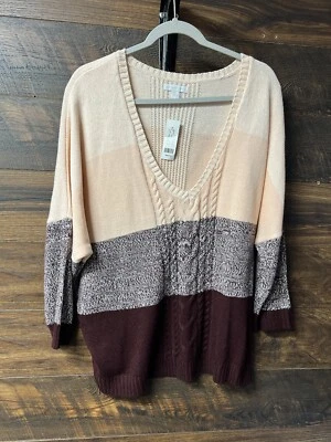 New York & Co NWT Dolman Sweater Size XXLarge Colorblock Batwing Neck - Image 1 of 4