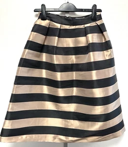 NEW! Oasis UK8 Eu36 US4 sand and black striped satin occasionwear skirt - Picture 1 of 11