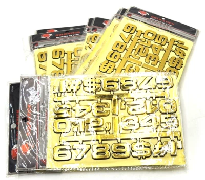 Lot Of 18 Plastic Stickers 3D  Gold Mini Number Stickers NOS - Image 1 of 4