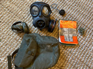 Vintage Gas Mask Set NBC 1990 With Instructions Book Bag Earphones 
