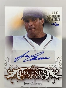 Jose Canseco Auto ‘17 Leaf Holiday Bonus Copper Autograph 5/10 ‘15 Legends Sport - Picture 1 of 11